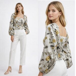 NEW STAUD Floral Satin Top